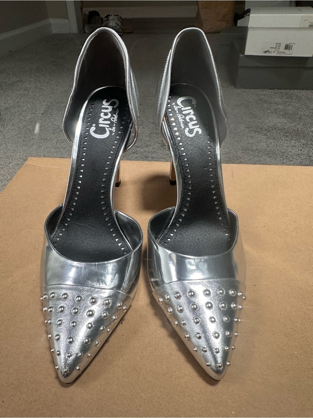 Circus by Sam Edelman Silver Studded Pointed-Toe D'Orsay Pumps